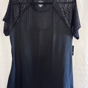 Torrid Black Eyelet Short Sleeve Top